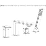 4-hole metal bathtub faucet with hand shower Petina