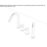 4-hole stainless steel bathtub set with diverter Coux