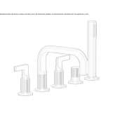 Bathtub faucet in chrome-plated brass with a hand shower Ballarat