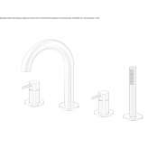 Modern set of 4-hole stainless steel bathtub with diverter and hand shower Avella