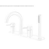 Modern 4 Hole Countertop Stainless Steel Bathtub Faucet with Hand Shower Avella