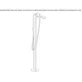 Floor-standing single-lever bathtub faucet in chrome-plated brass with hand shower Aprozi
