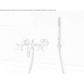 Brass wall-mounted outdoor bathtub set with a shower hand Zapatero