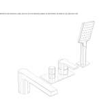 Bathtub faucet with a single handle and a countertop-mounted shower hand Ferez
