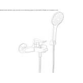 Single-lever wall-mounted bathtub faucet with a hand shower Elmas