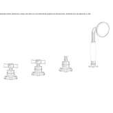 4-hole bathtub faucet for countertop installation with a shower hand Livo