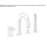 Steel bathtub faucet with 4 holes and single handle, mounted on the countertop Kimmeria