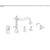 Steel bathtub faucet with single handle and diverter, mounted on the countertop Altania