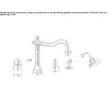 Steel bathtub faucet with single handle and diverter, mounted on the countertop Altania