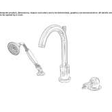 Deck mounted steel 3 hole bathtub faucet with hand shower Lliria