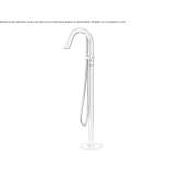 Free-standing, hydroprogressive stainless steel bathtub faucet with a hand shower Pollica