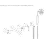 5-hole wall-mounted bathtub faucet with hand shower Souris