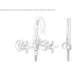 Two-hole wall-mounted bathtub faucet with a hand shower Ullapool