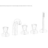5-hole deck-mounted bathtub faucet with hand shower Pelton