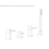 4-hole bathtub faucet for countertop installation with a shower hand Salida