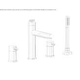 4-hole bathtub faucet with hand shower Salida