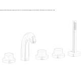 5-hole deck-mounted bathtub faucet with hand shower Pelton