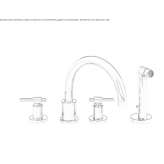 4-hole bathtub set with a hand shower Mantinos