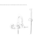Two-hole bathtub tap with hand shower with individual rosettes Pniewy
