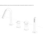Steel bathtub faucet for countertop installation with a diverter and a shower hand Culhat