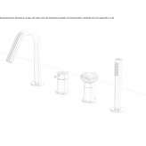 Deck mounted, 4-hole bathtub faucet with diverter Fourques