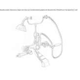 Two-hole freestanding bathtub faucet with a hand shower Aktepe