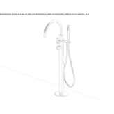 A steel bathtub faucet standing on the floor Cimelice