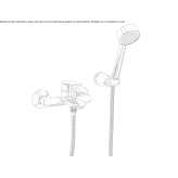 Set of a wall-mounted brass bathtub with a shower head Eine