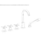 Mosiężna bateria wannowa montowana na blacie z pojedynczymi rozetami Lajero