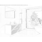 Single wall cabinet under the washbasin made of HPL with a mirror Hasloh