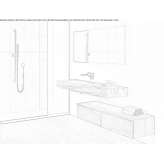Single washbasin cabinet in porcelain stoneware with mirror Canaries