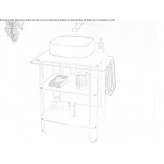 Console sink in glass and stainless steel with towel rack Matfors