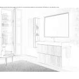 A single wooden washbasin cabinet with an integrated washbasin standing on the floor Attignat