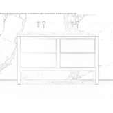 Wooden washbasin cabinet with drawers and integrated washbasin Reeuwijk