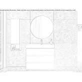 Wooden washbasin cabinet standing on the floor with an integrated washbasin Seiffen