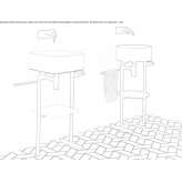 A floor-standing stainless steel washbasin cabinet with a towel rack Villarta