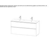 Double wall-mounted washbasin cabinet with drawers Beuna