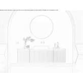 Modular bathroom cabinet made of painted, etched glass Stebleve