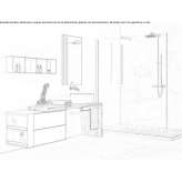 A single standing washbasin cabinet with a mirror Binzen