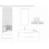 Washbasin cabinet made of construction wood, mounted on the wall, with drawers Romuli