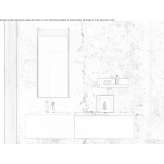 Wall-mounted washbasin cabinet made of melamine-coated chipboard with drawers Kunzell