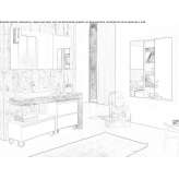 Single fir cabinet under washbasin with mirror Seiffen