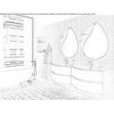 Double wall-mounted washbasin cabinet with drawers Tornio
