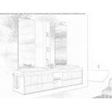 Double wall-mounted washbasin cabinet with drawers Maslow