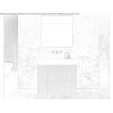 Free-standing walnut washbasin cabinet with drawers Tabarz