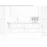 Hanging washbasin cabinet made of porcelain stoneware with drawers Thaya