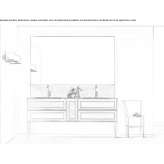 Wooden wall-mounted washbasin cabinet with a mirror Lehe