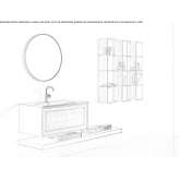 Wooden wall-mounted washbasin cabinet with a mirror Lehe
