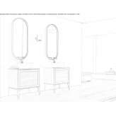 Wooden wall-mounted washbasin cabinet with a mirror Lehe