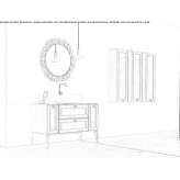 Wooden wall-mounted washbasin cabinet with a mirror Lehe